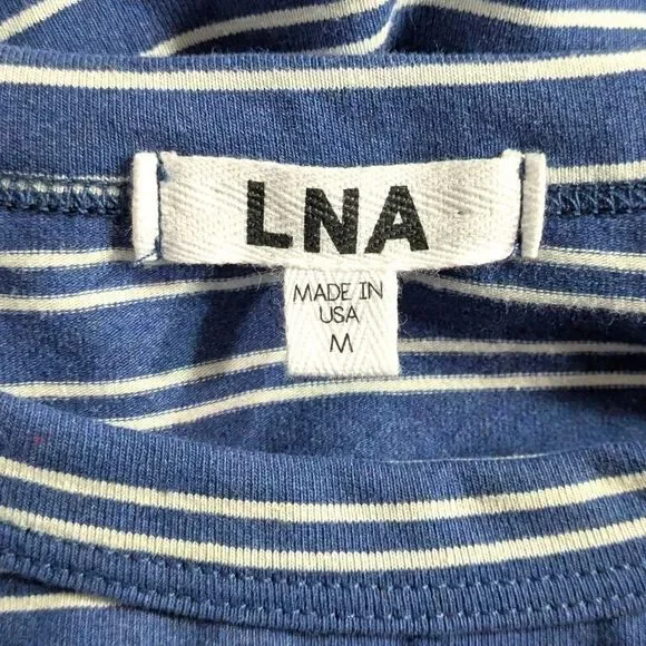 LNA Cold Shoulder Top - Blue & Cream Striped - Size Medium Womens M - Picture 6 of 8
